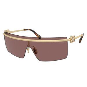 NEW MIU MIU SUNGLASSES GOLD WOMEN SHIELD EYEWEAR